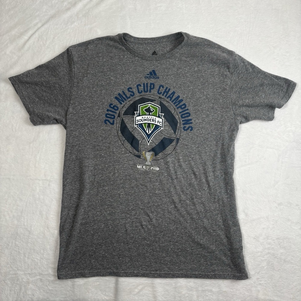 Adidas 2016 Seattle Sounders FC MSL Cup Champions Soccer Grey Shirt Men's XL
